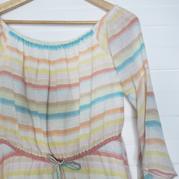 Lovers + Friends Metallic Multicolor Striped Stay Dress in Spring Rainbow - Picture 3 of 11